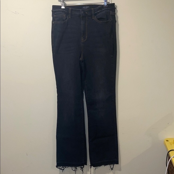 Womens Judy Blue High Waisted Slim Bootcut  Raw Hem Jeans - Picture 3 of 9